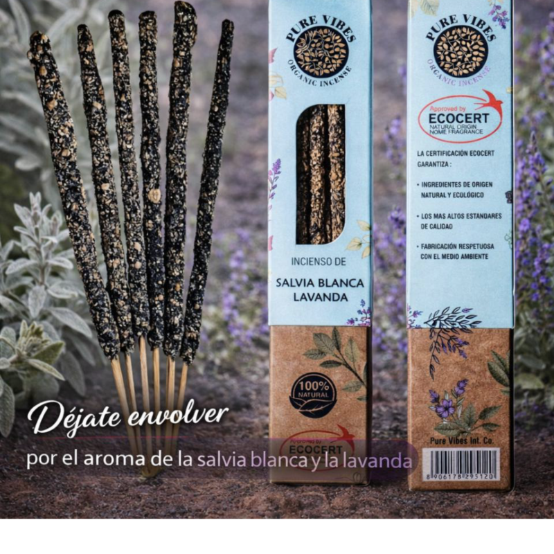 Incienso Orgánico Pure Vibes SALVIA BLANCA LAVANDA