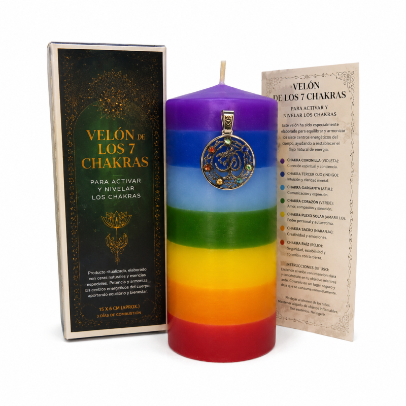 Velón de los 7 Chakras – Equilibrio y Armonización Energética